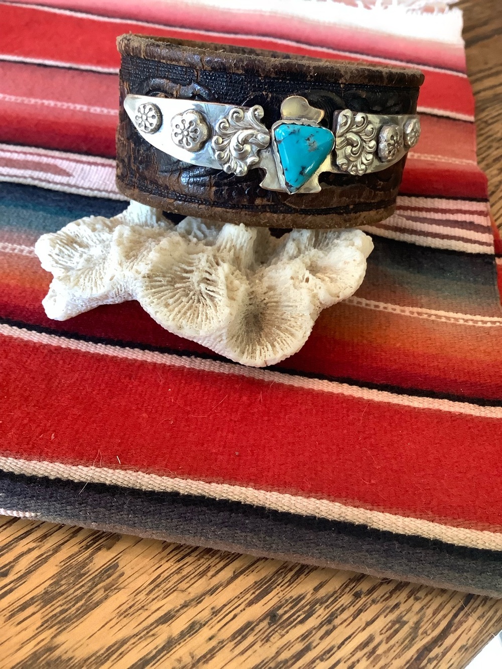 Thunderbird leather bracelet, up to 7” wrist - Picture 5 of 10